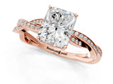 Rose gold Radiant Solitaire Twisted Pave Diamond Ring with Four-Prong Setting_82