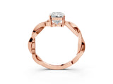 Rose gold Radiant Solitaire Twisted Pave Diamond Ring with Four-Prong Setting_84