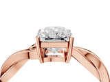 Rose gold Radiant Solitaire Twisted Pave Diamond Ring with Four-Prong Setting_85