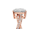 Rose gold Radiant Solitaire Twisted Pave Diamond Ring with Four-Prong Setting_86
