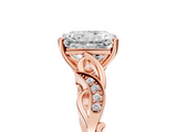 Rose gold Radiant Solitaire Vine Band with Milgrain Prong Setting_11