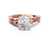 Rose gold Radiant Solitaire Vine Band with Milgrain Prong Setting_6