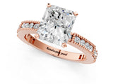 Rose gold Radiant Solitaire with Pavé Band and Four-Prong Setting_290