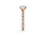 Rose gold Radiant Solitaire with Pavé Band and Four-Prong Setting_291