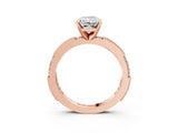 Rose gold Radiant Solitaire with Pavé Band and Four-Prong Setting_292