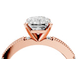 Rose gold Radiant Solitaire with Pavé Band and Four-Prong Setting_293