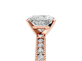 Rose gold Radiant Solitaire with Pavé Band and Four-Prong Setting_294