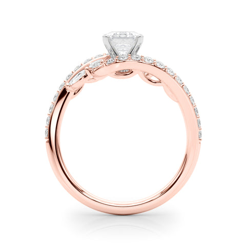 Rose gold Radiant Solitaire with Pavé Twist Band and Four-Prong Setting 1