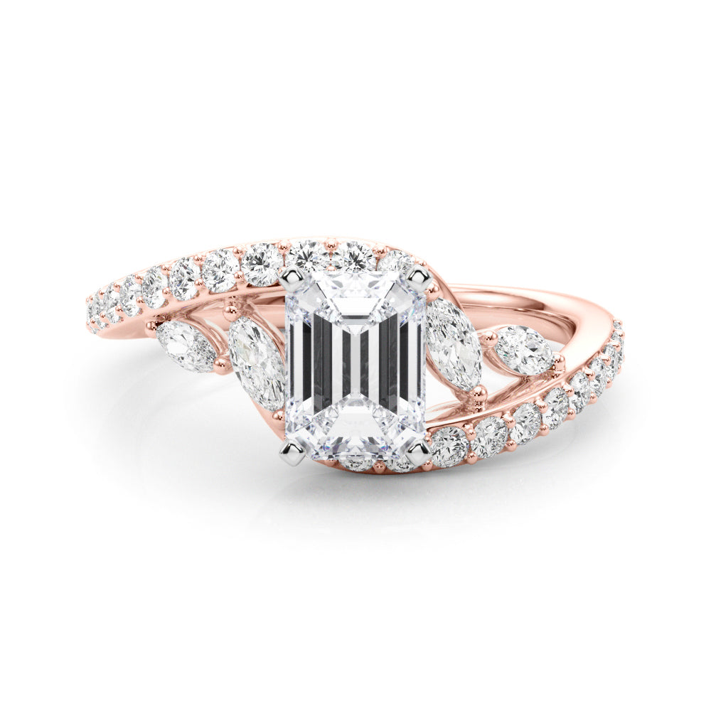 Rose gold Radiant Solitaire with Pavé Twist Band and Four-Prong Setting