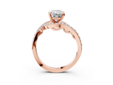 Rose gold Radiant Solitaire with Pavé Twist Band and Four-Prong Setting_115