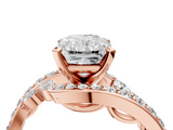 Rose gold Radiant Solitaire with Pavé Twist Band and Four-Prong Setting_116