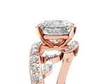 Rose gold Radiant Solitaire with Pavé Twist Band and Four-Prong Setting_117