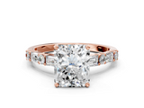 Rose gold Radiant Solitaire with Side Baguettes and Channel Set Band_58