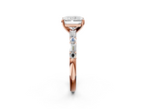 Rose gold Radiant Solitaire with Side Baguettes and Channel Set Band_60