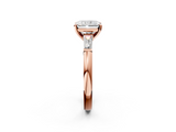 Rose gold Radiant Solitaire with Tapered Baguette Side Stones on a Classic Band with Four-Prong Setting_142
