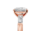 Rose gold Radiant Solitaire with Tapered Baguette Side Stones on a Classic Band with Four-Prong Setting_145