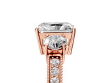 Rose gold Radiant Three-Stone Diamond Ring with Pavé Band and Four-Prong Setting_11