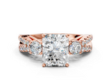 Rose gold Radiant Three-Stone Diamond Ring with Pavé Split Shank and Four-Prong Setting_108