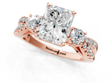 Rose gold Radiant Three-Stone Diamond Ring with Pavé Split Shank and Four-Prong Setting_109