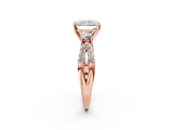 Rose gold Radiant Three-Stone Diamond Ring with Pavé Split Shank and Four-Prong Setting_110