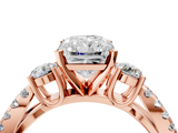 Rose gold Radiant Three-Stone Diamond Ring with Pavé Split Shank and Four-Prong Setting_84