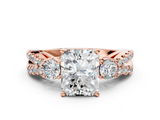 Rose gold Radiant Three-Stone Diamond Ring with Pavé Split Shank and Four-Prong Setting_91