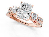Rose gold Radiant Three-Stone Diamond Ring with Pavé Split Shank and Four-Prong Setting_92