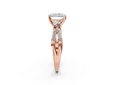 Rose gold Radiant Three-Stone Diamond Ring with Pavé Split Shank and Four-Prong Setting_93