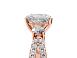 Rose gold Radiant Three-Stone Diamond Ring with Pavé Split Shank and Four-Prong Setting_96