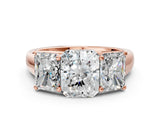 Rose gold Radiant Three-Stone Diamond Ring with Prong Setting on a Classic Band_15