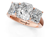 Rose gold Radiant Three-Stone Diamond Ring with Prong Setting on a Classic Band_16