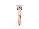 Rose gold Radiant Three-Stone Diamond Ring with Prong Setting on a Classic Band_17
