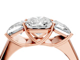 Rose gold Radiant Three-Stone Diamond Ring with Prong Setting on a Classic Band_19