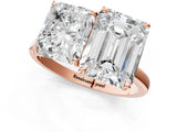 Rose gold Radiant and Emerald Cut Toi Moi Ring with Prong Setting_51