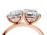 Rose gold Radiant and Emerald Cut Toi Moi Ring with Prong Setting_54