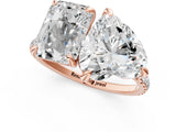 Rose gold Radiant and Heart Toi Moi Ring with Prong Setting and Micro Pave Band 1