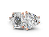 Rose gold Radiant and Heart Toi Moi Ring with Prong Setting and Micro Pave Band