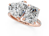 Rose gold Radiant and Heart Toi Moi Ring with Prong Setting and Pave Band 1