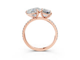 Rose gold Radiant and Heart Toi Moi Ring with Prong Setting and Pave Band 3