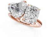 Rose gold Radiant and Heart Toi Moi Ring with Prong Setting and Plain Band 1
