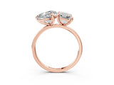 Rose gold Radiant and Heart Toi Moi Ring with Prong Setting and Plain Band 3