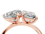 Rose gold Radiant and Heart Toi Moi Ring with Prong Setting and Plain Band 4
