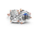 Rose gold Radiant and Heart Toi Moi Ring with Prong Setting and Plain Band