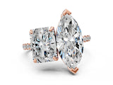 Rose gold Radiant and Marquise Toi Moi Ring with Prong Setting and Micro Pave Band