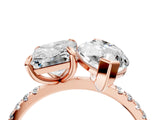 Rose gold Radiant and Marquise Toi Moi Ring with Prong Setting and Pave Band 4