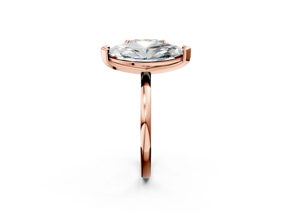 Rose gold Radiant and Marquise Toi Moi Ring with Prong Setting and Plain Band