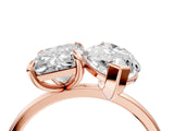 Rose gold Radiant and Marquise Toi Moi Ring with Prong Setting and Plain Band 4