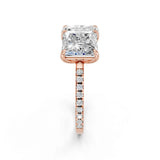 Rose gold Radiant and Princess Toi Moi Ring with Prong Setting and Micro Pave Band 2