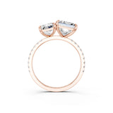 Rose gold Radiant and Princess Toi Moi Ring with Prong Setting and Micro Pave Band 3