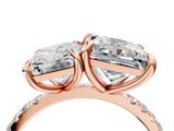 Rose gold Radiant and Princess Toi Moi Ring with Prong Setting and Pave Band 5